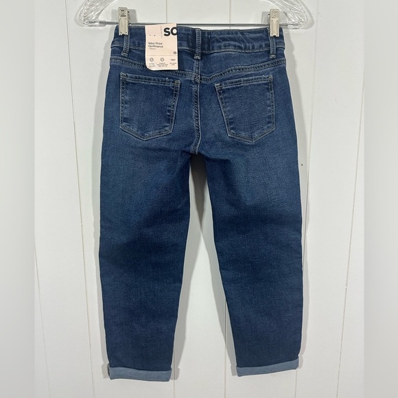 NWT SO Girls Mid Rise Girlfriend Stretch Capris Denim Jeans Adj Waist Sz 8 - Picture 3 of 8